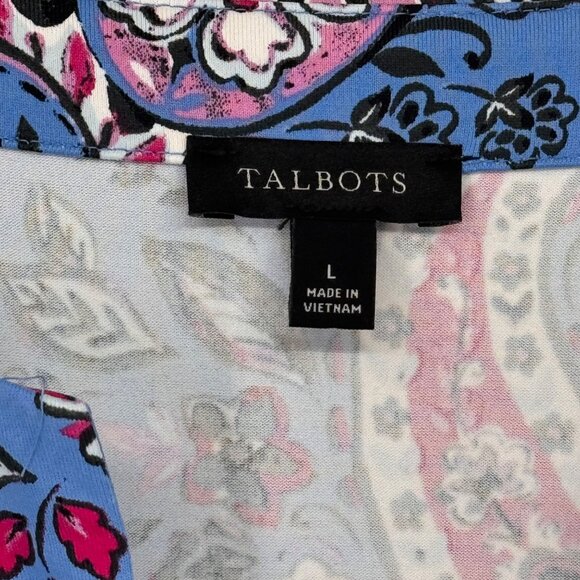 Talbots Effortless Jersey knit Tie Waist Midi Dress Seaside Paisley size large - Picture 4 of 13